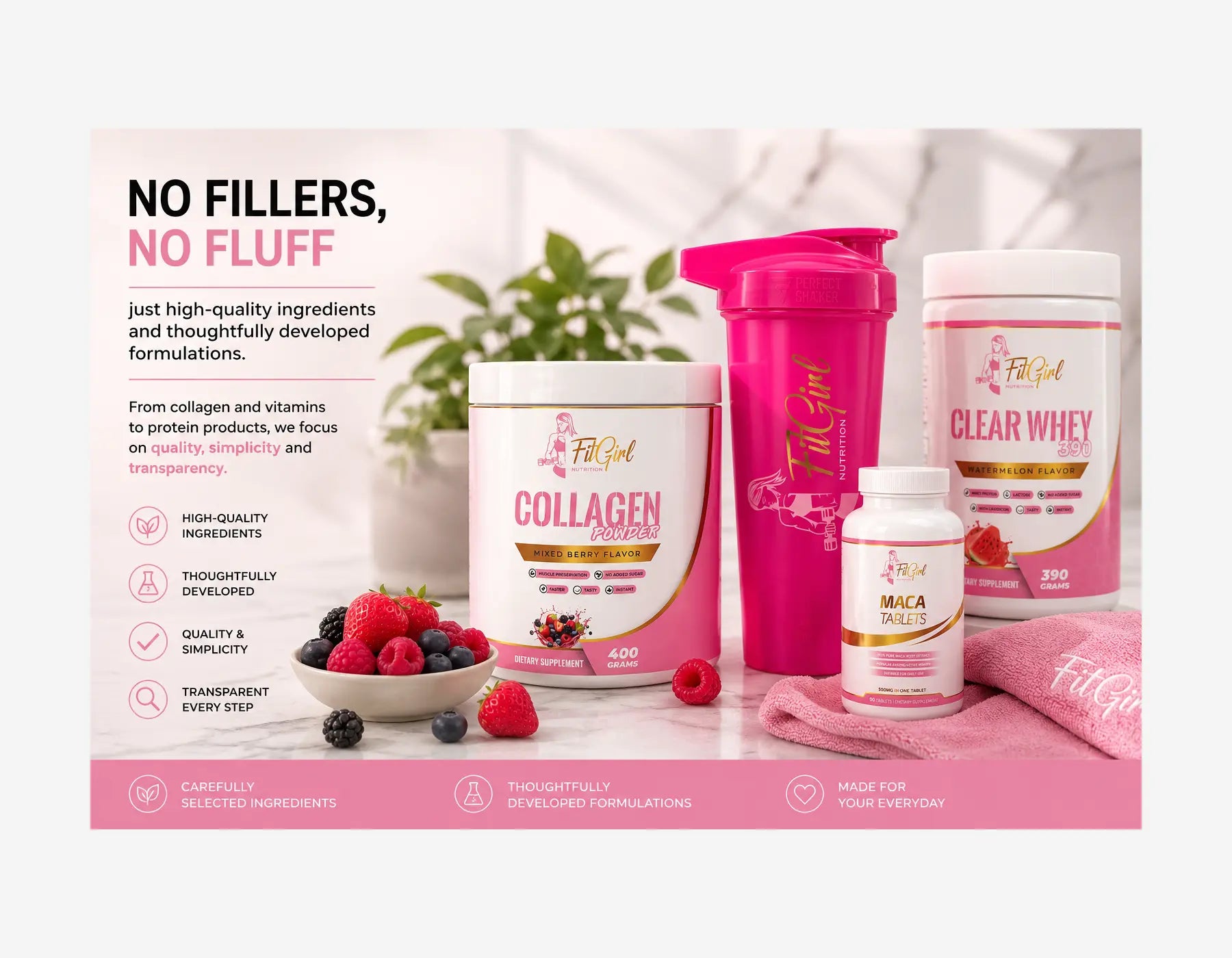 Every product is thoughtfully developed with women in mind. Carefully selected ingredients, practical formulations and premium quality come together in products designed for everyday use.