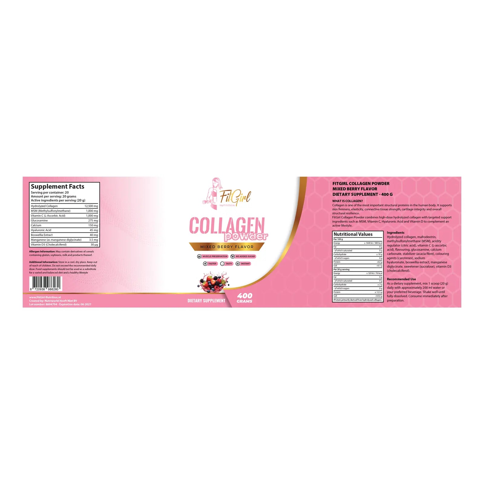 FitGirl Collagen Powder 400g label
