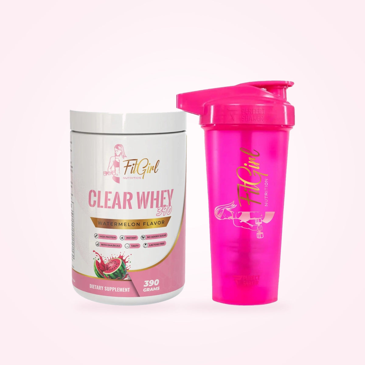 FitGirl Starter Kit featuring Clear Whey Protein and Neon Pink Shaker