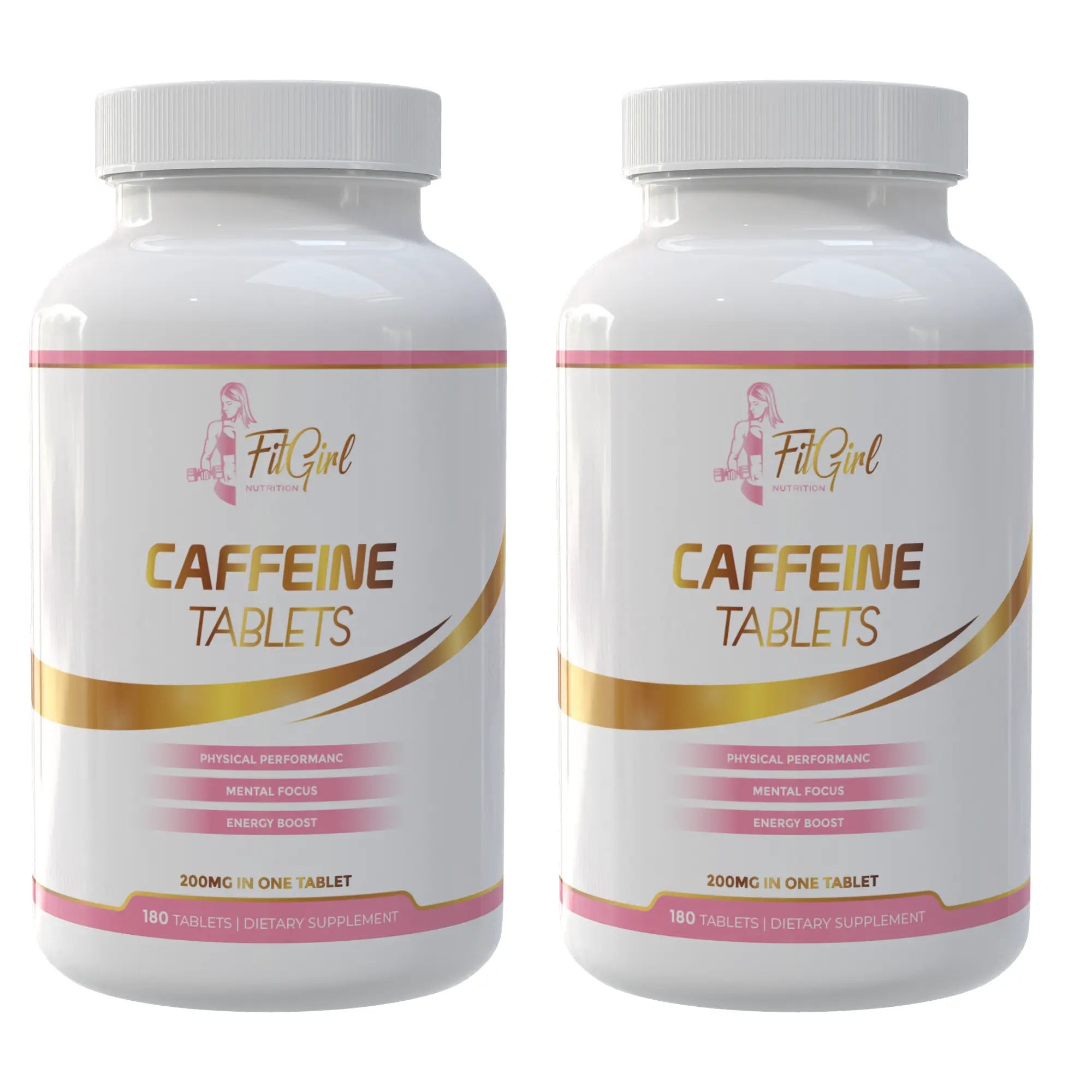 FitGirl Caffeine 200 mg twin pack with two bottles of caffeine tablets