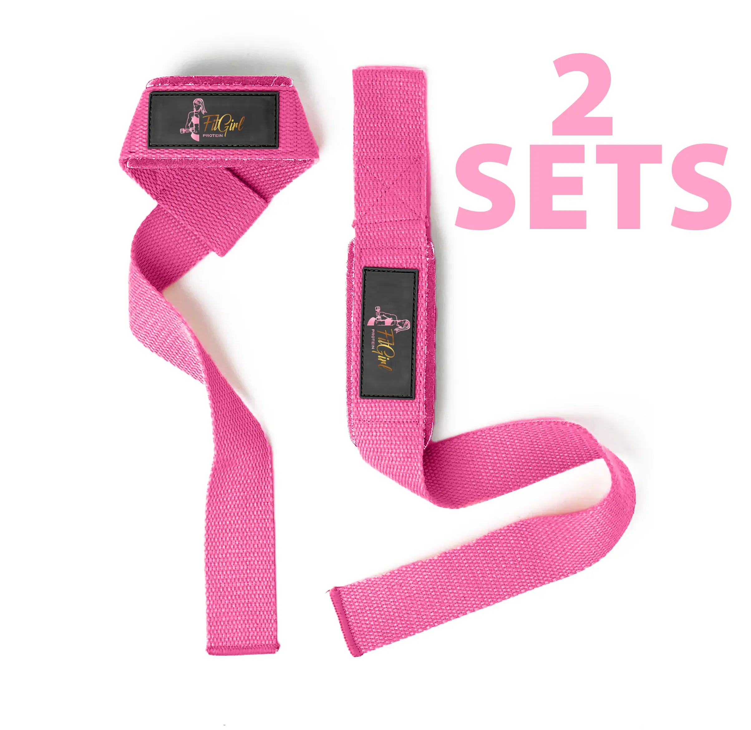 FitGirl Nutrition lifting straps in neon pink providing extra grip during deadlifts and strength training
