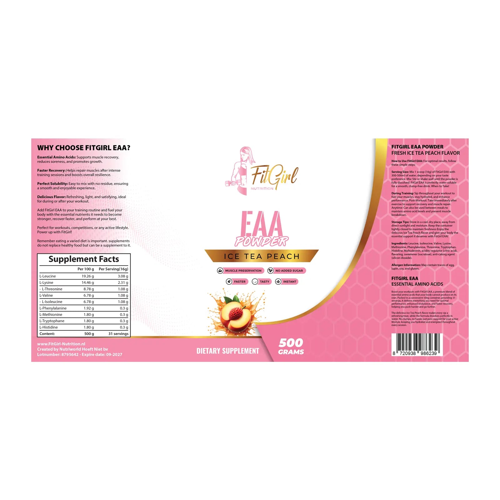 FitGirl Nutrition EAA Powder 500g label