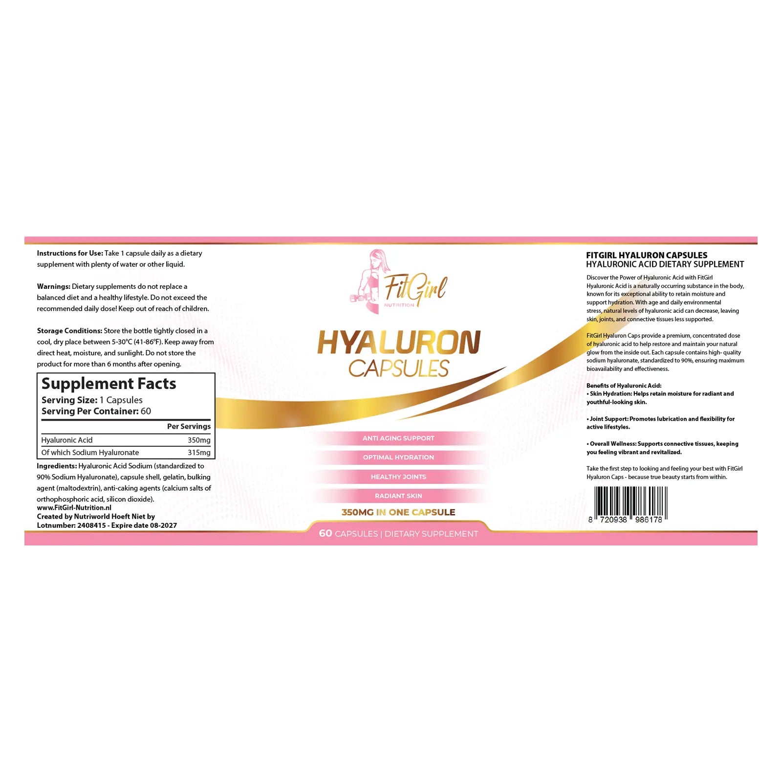 FitGirl Nutrition Hyaluron Capsules 60 capsules label