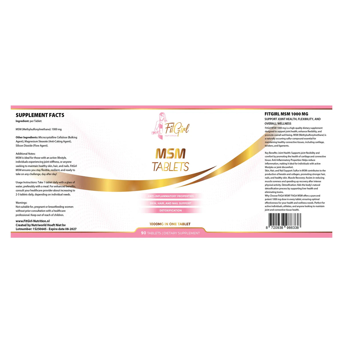 FitGirl MSM 1000 mg label 90 tablets