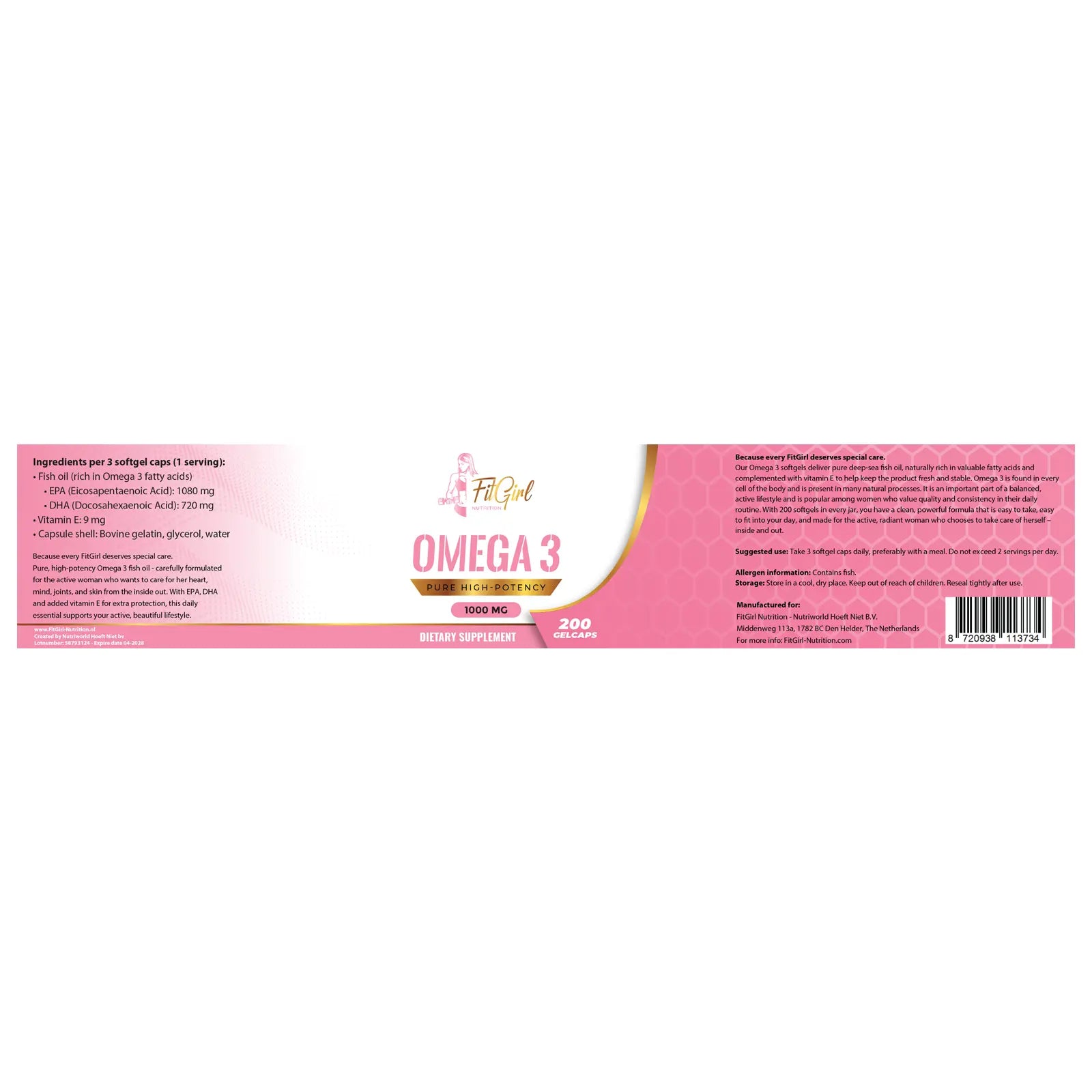 FitGirl Nutrition Omega 3 1000 mg 200 gelcaps label