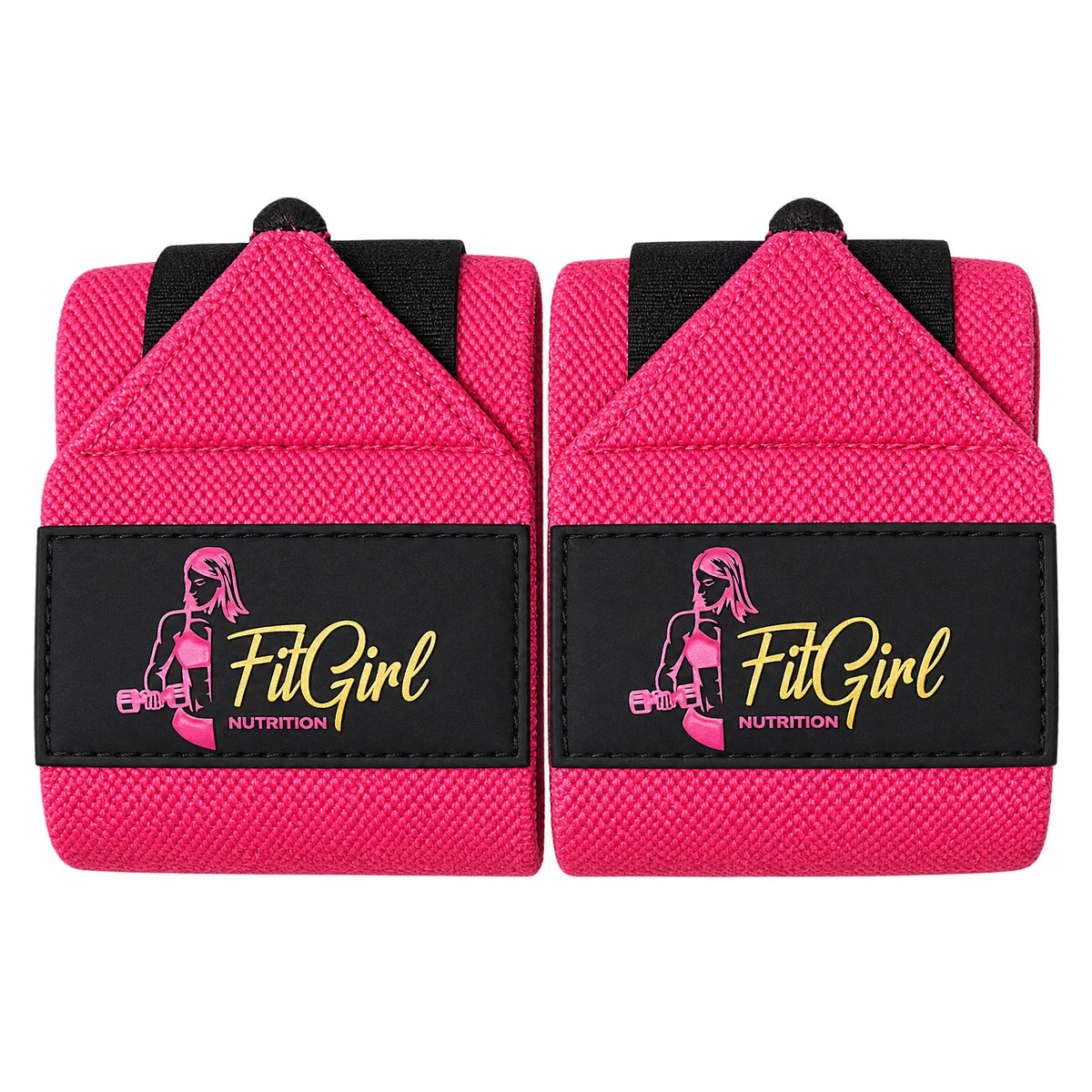 FitGirl wrist wraps neon pink for strength training and weightlifting